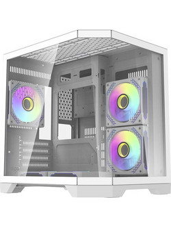 Darkflash FT350 with 5 Fans White Gaming Mini Tower Κουτί Υπολογιστή RGB με Πλαϊνό Παράθυρο