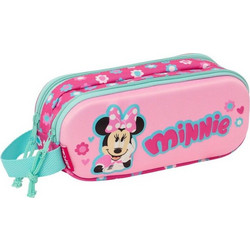 Safta Minnie Mouse Κασετίνα Βαρελάκι με 2 Θήκες Ροζ 822451512