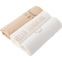 Minene Hello Sunshine Πάνες Αγκαλιάς από Μουσελίνα Μπεζ 70x70cm 3τμχ