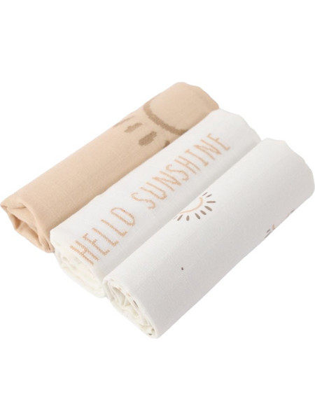 Minene Hello Sunshine Πάνες Αγκαλιάς από Μουσελίνα Μπεζ 70x70cm 3τμχ