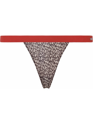 Pepe Jeans Γυναικείο String με Δαντέλα Καφέ PLU11028-878