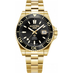 Roamer Premier Ανδρικό Ρολόι Αυτόματο με Χρυσό Μεταλλικό Μπρασελέ 986983488521