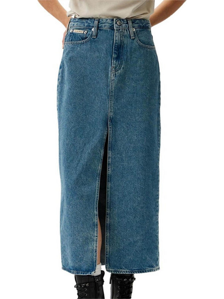 Calvin Klein Μακριά Φούστα Τζιν Ψηλόμεση Μπλε J20J224532-1A4NI