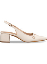 Envie Shoes Γόβες Slingback Δερμάτινες με Χοντρό Χαμηλό Τακούνι Εκρού E02-21741-199