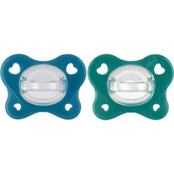 Chicco PhysioForma Dual Soft Ανατομικές Ορθοδοντικές Πιπίλες Σιλικόνης 16-36m Πράσινο Μπλε 2τμχ