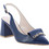 Guy Laroche Γόβες Slingback Δερμάτινες με Χοντρό Ψηλό Τακούνι Navy Μπλε 593-79