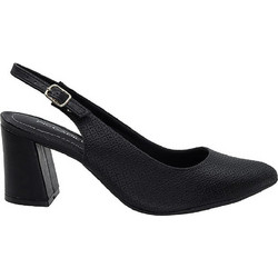 Piccadilly Ανατομικές Γόβες Slingback Δερμάτινες με Χοντρό Ψηλό Τακούνι Μαύρες 745145-32