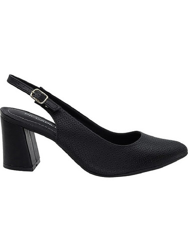 Piccadilly Ανατομικές Γόβες Slingback Δερμάτινες με Χοντρό Ψηλό Τακούνι Μαύρες 745145-32