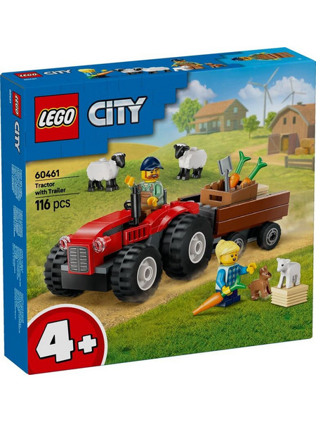 Lego City Red Farm Tractor with Trailer & Sheep για 4+ Ετών 60461