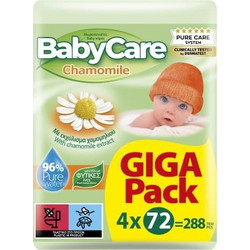 Babylino BabyCare Μωρομάντηλα Χωρίς Οινόπνευμα & Parabens με Χαμομήλι 4x72τμχ