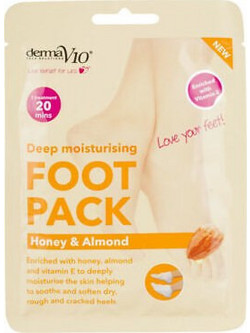 Derma V10 Deep Moisturising Honey & Almond Ενυδατική Μάσκα Ποδιών