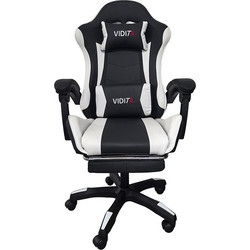 Zita Plus Καρέκλα Gaming Δερματίνης με Ρυθμιζόμενα Μπράτσα και Υποπόδιο Μαύρη Λευκή 010291