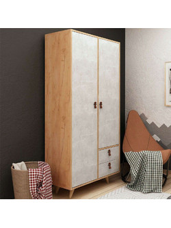 Hanah Home Δίφυλλη Ντουλάπα Ρούχων Suwon Δρυς 100x52x190cm 811MDD4902