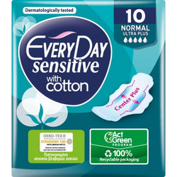 EveryDay Sensitive Normal Ultra Plus Σερβιέτες με Φτερά για Κανονική Ροή 5 Σταγόνες από Βαμβάκι 10τμχ