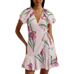 Ted Baker Mini Καλοκαιρινό Φόρεμα για Γάμο / Βάπτιση Floral Κρουαζέ Ροζ 276317