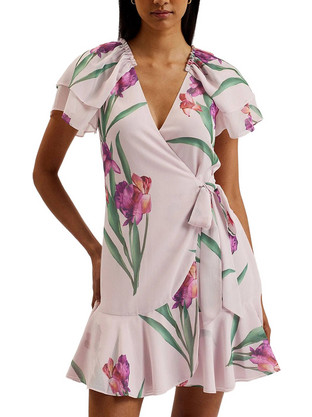 Ted Baker Mini Καλοκαιρινό Φόρεμα για Γάμο / Βάπτιση Floral Κρουαζέ Ροζ 276317
