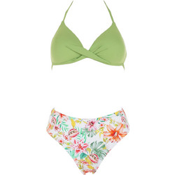 Gsecret Bikini Set Ψηλόμεσο Floral Πράσινο Πολύχρωμο M10946-33258