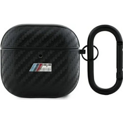 BMW Carbon M Collection Θήκη Σιλικόνης με Γάντζο για Apple AirPods 4 Μαύρη