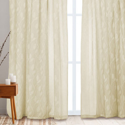 WhiteEgg Κουρτίνα Παραθύρου Floral με Τρέσα 270x280 K0189-4 Ecru