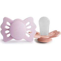 Frigg Lucky Ορθοδοντικές Πιπίλες Σιλικόνης 0-6m Pretty in Peach Lilac 2τμχ
