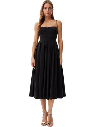 Guess Bria Midi Καλοκαιρινό Βραδινό Φόρεμα Μεταξωτό Μαύρο W5GK61WGMR2-JBLK