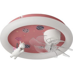 Eurolamp 300-25059 Ανεμιστήρας Οροφής 50cm 15W με Φως & Τηλεχειριστήριο Ροζ