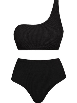 Rock Club Bikini Set με Έναν Ώμο Ψηλόμεσο Μαύρο BP-5006