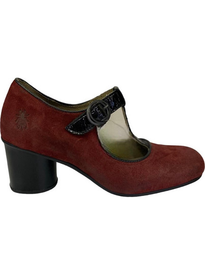 Fly London Γόβες Suede με Χοντρό Χαμηλό Τακούνι & Μπαρέτα Μπορντό P144815003