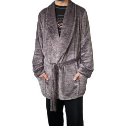 Koyote Χειμωνιάτικη Ανδρική Ρόμπα Fleece Γκρι KG1316