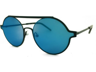 Jplus 3052-04 Ανδρικά Γυαλιά Ηλίου Στρογγυλά Μεταλλικά Μαύρα με Μπλε Φακό