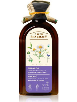 Green Pharmacy Chamomile & Linseed Oil Σαμπουάν για Προστασία Χρώματος & Επανόρθωση για Βαμμένα Μαλλιά 350ml