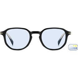 David Beckham DB1140S 807QZ Ανδρικά Γυαλιά Ηλίου Στρογγυλά Κοκάλινα Μαύρα με Μπλε Φακό