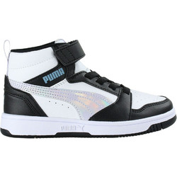 Puma Rebound V6 Παιδικά Sneakers Μποτάκια Λευκά Μαύρα 402770-02