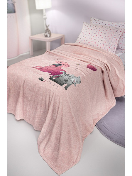 Saint Clair Παιδική Κουβέρτα Fleece Paw 160x220 Ροζ