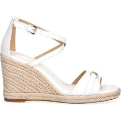 Michael Kors Mandy Καλοκαιρινές Γυναικείες Πλατφόρμες Ψηλές Δερμάτινες Λευκές 40R5MAMS2L-085