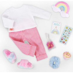 Our Generation Deluxe Pijama with Rainbow Pillow Ενδυμασία για Κούκλα
