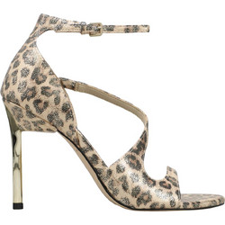 Nine West SHIMMY 3 Γυναικεία Πέδιλα Δερμάτινα Μπεζ με Λεπτό Ψηλό Τακούνι SHIMMY3-710