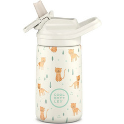 Cool Bottles Γατούλες Παιδικό Παγούρι Ανοξείδωτο Μπεζ 350ml