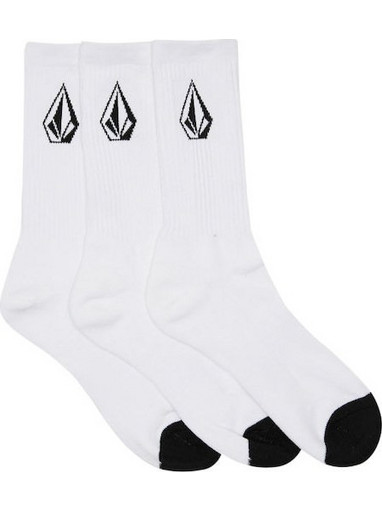 Volcom Stone Ανδρικές Κάλτσες Ψηλές με Σχέδια Λευκές 3Pack D6302004-WHT
