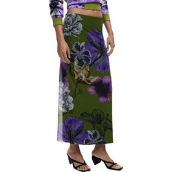 Desigual Μίντι Φούστα Υφασμάτινη Floral Πράσινη Μωβ 25WWFK03-4010