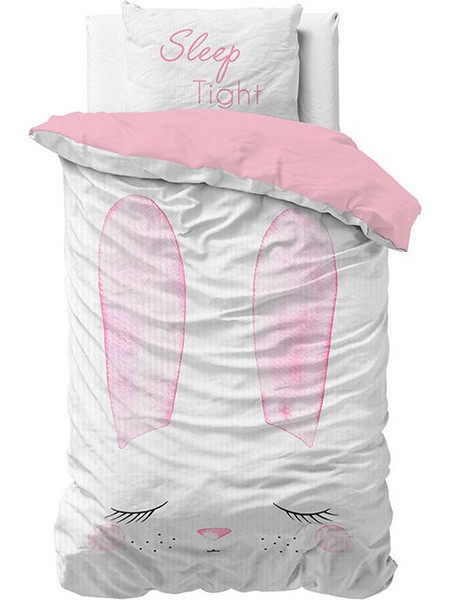 DreamHouse Cute Bunny Σετ Παιδική Παπλωματοθήκη Μονή Βαμβακερή 140x200 Λευκή Ροζ