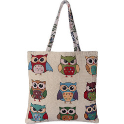 Silk Fashion Owl 2 Υφασμάτινη Τσάντα Θαλάσσης Ώμου Πολύχρωμη 45x45cm