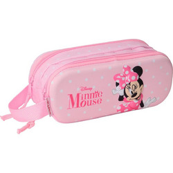 Safta Minnie Mouse Κασετίνα Βαρελάκι με 2 Θήκες Ροζ 822551512
