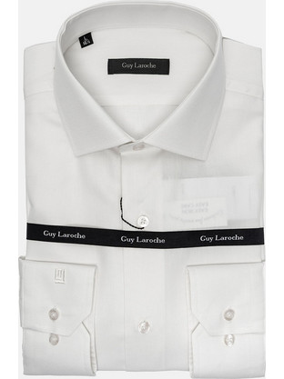 Guy Laroche Ανδρικό Πουκάμισο Βαμβακερό Μακρυμάνικο Κανονική Γραμμή Λευκό GLES18259