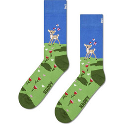 Happy Socks Deer Βαμβακερές Γυναικείες Κάλτσες Μπλε Πράσινες με Σχέδια P003189-1000