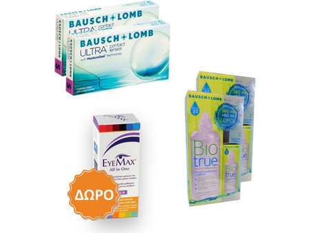 Bausch & Lomb Μηνιαίοι Φακοί Επαφής 12τμχ + 2 Υγρά Biotrue 360 ml + 120ml + 1 Υγρό Eyemax All In One 360ml