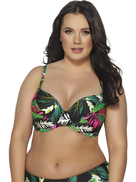 Ava Bikini Top με Ενίσχυση Floral Μαύρο Πράσινο 202