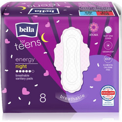 Bella For Teens Energy Night Σερβιέτες με Φτερά για Αυξημένη Ροή 5 Σταγόνες 8τμχ