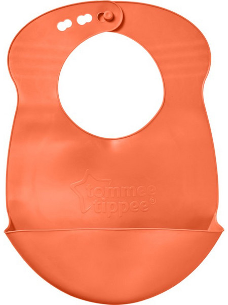Tommee Tippee Roll n' Go Αδιάβροχη Σαλιάρα Σιλικόνης με Κουμπί & Τσέπη 6m+ Πορτοκαλί