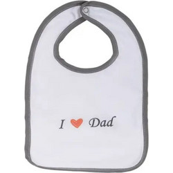 Bubaba Love Dad Αδιάβροχη Σαλιάρα από 100% Βαμβάκι με Κουμπί Λευκή Γκρι
